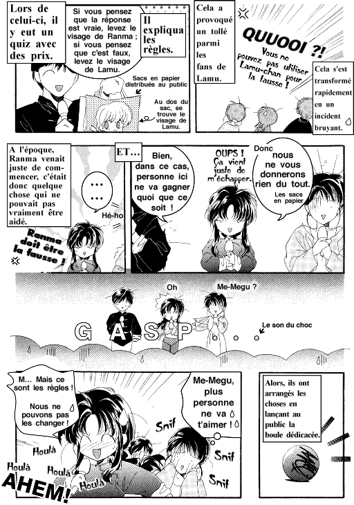 Maintenant nous savons pourquoi ils l'ont choisie pour tre Ranma : a t srement de  cause de son caractre rapide ! Veuillez remarquer l'expression de visage horrifie de Noriko Hidaka (Akane)!