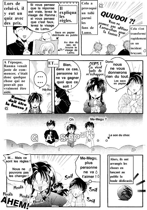 Maintenant nous savons pourquoi ils l'ont choisie pour être Ranma : ça été sûrement dûe à cause de son caractère rapide ! Veuillez remarquer l'expression de visage horrifiée de Noriko Hidaka (Akane)!