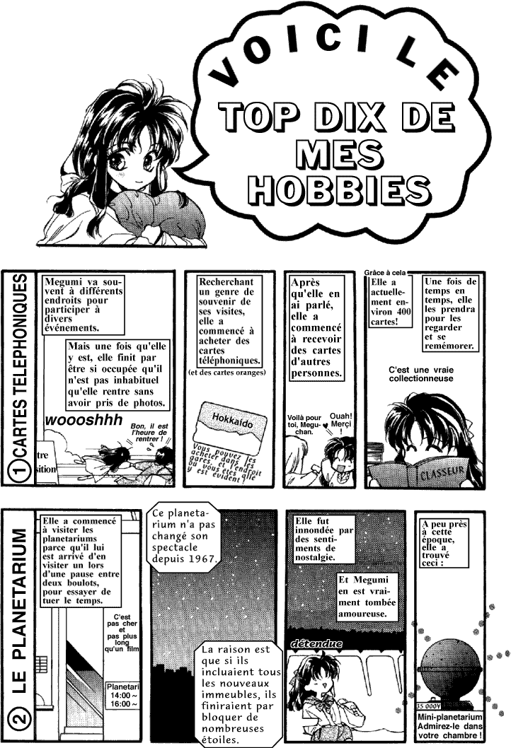 Megumi passe en revue son Top Dix de ses hobbies, en commenant par les si populaires cartes tlphoniques.